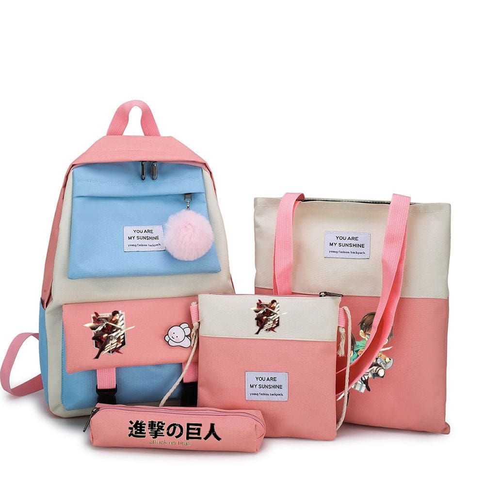 Conjunto de mochilas escolares Attacks on Titans Levis Ackermans Kids