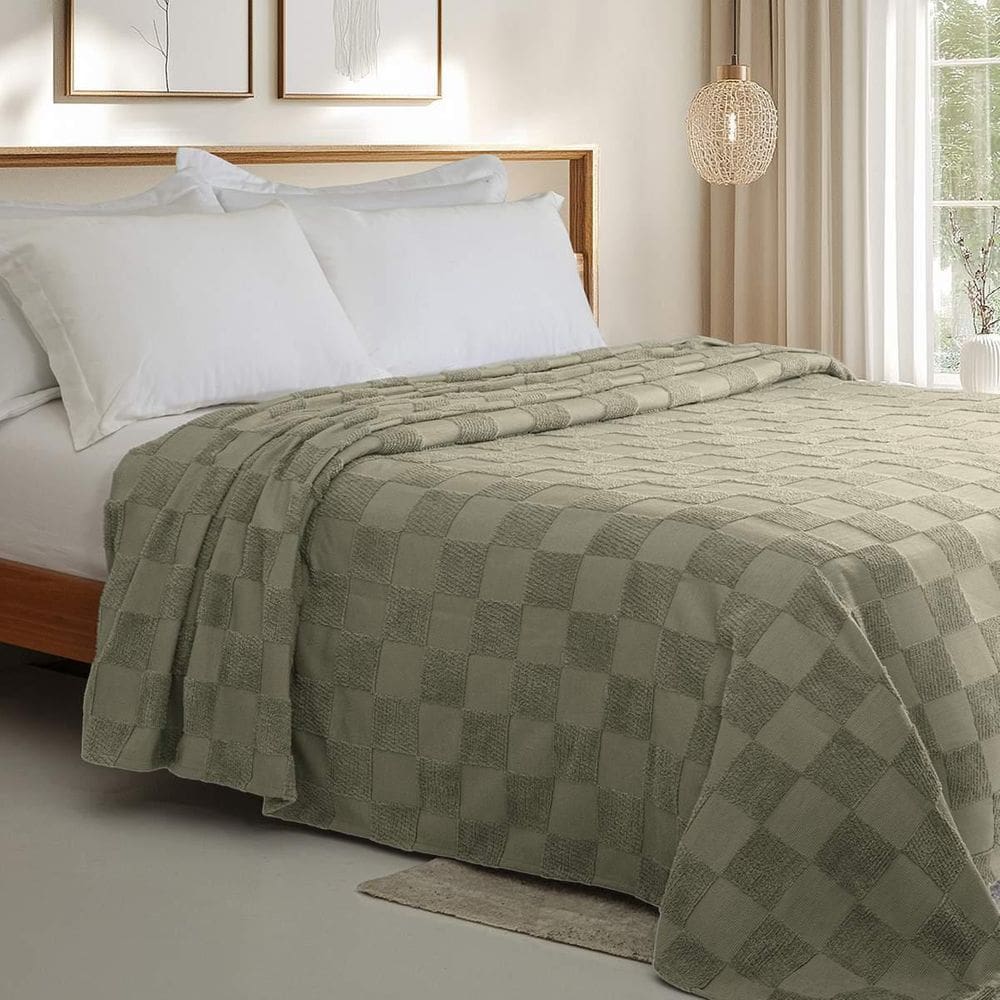 Colcha Chenille Jolitex Solteiro Nobre Toque Algodão Verde