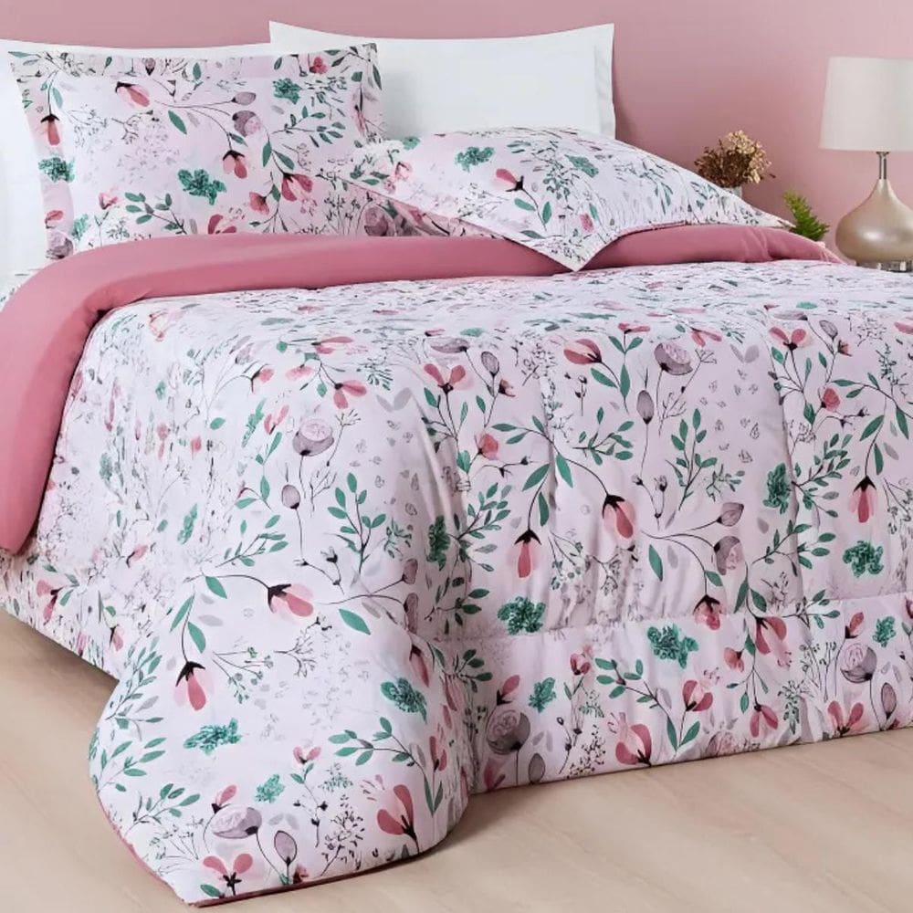 Edredom Casal Queen Size 200 Fios Nyla Dupla Face Estampado