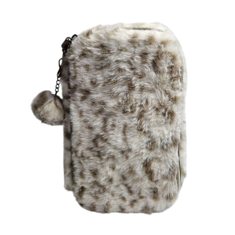 Estojo Box Escolar Pelúcia Animal Onça Leopardo Grande Espaçoso Fofo Lápis Caneta Material Aulas