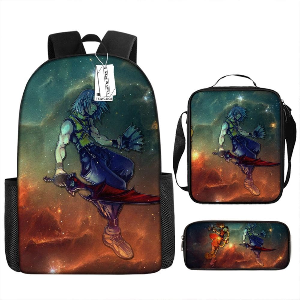 Conjunto de mochilas Kingdoms Hearts Rikus Cartoon Kids School, 3 unidades