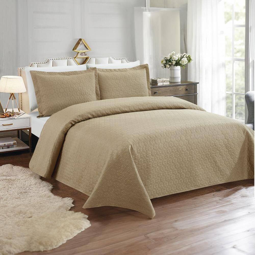 Kit Colcha / Cobre Leito Casal Ultrasonic - Sultan Taupe