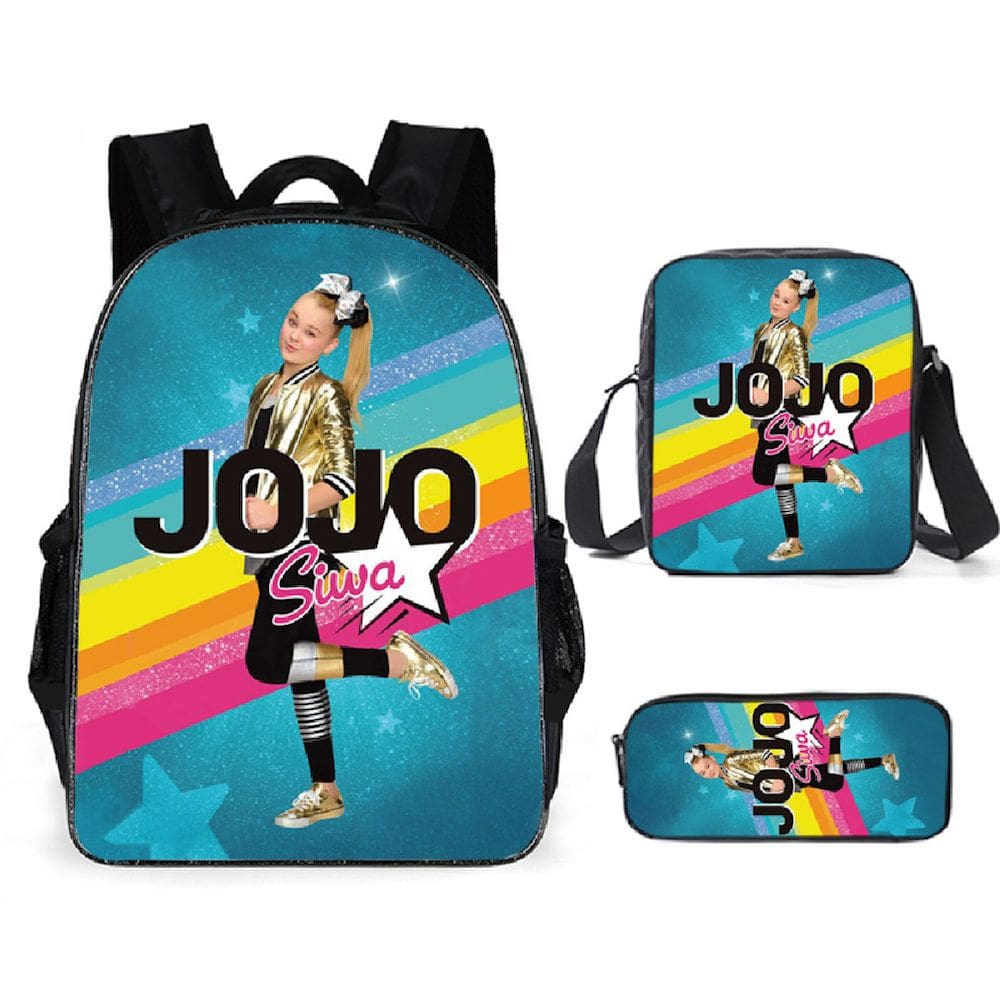 Conjunto de mochilas escolares Jojo Siwa, 3 peças, mochila, bolsa de lápis Messenger