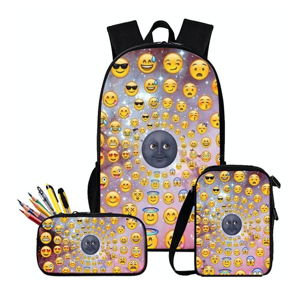 Conjunto de mochilas impressas em 3D para crianças, crianças e escolas com bolsa de lápis