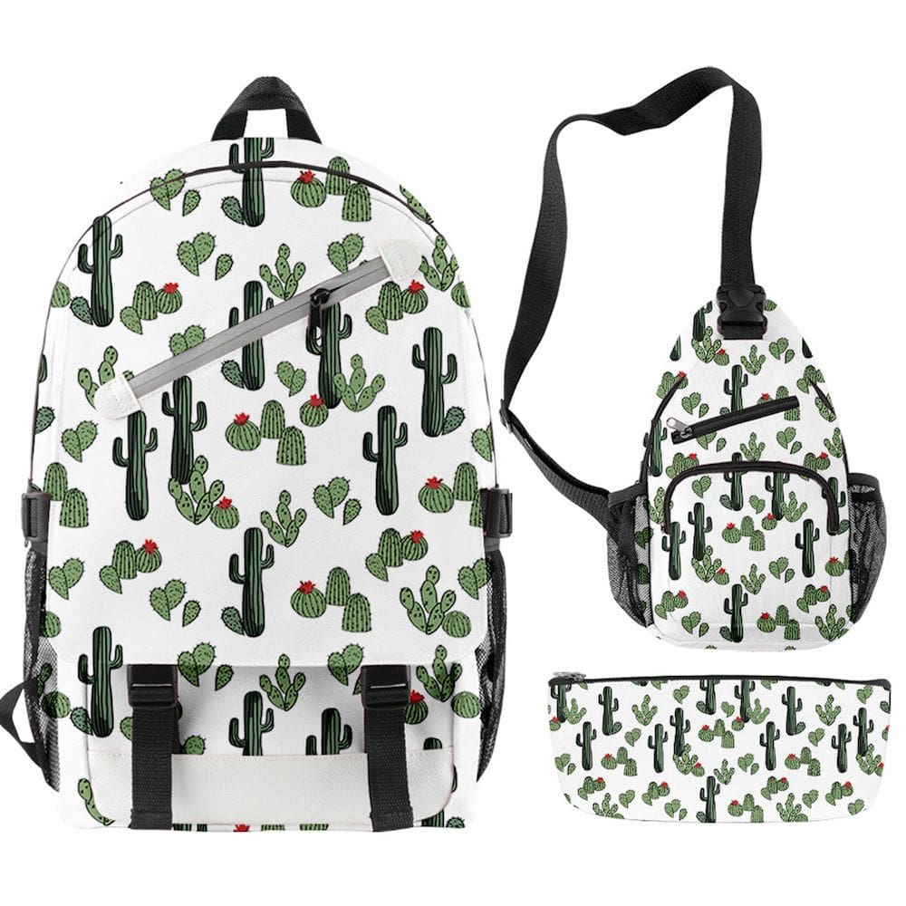 Conjunto de mochilas em mochilas escolares forais para crianças com impressão 3D