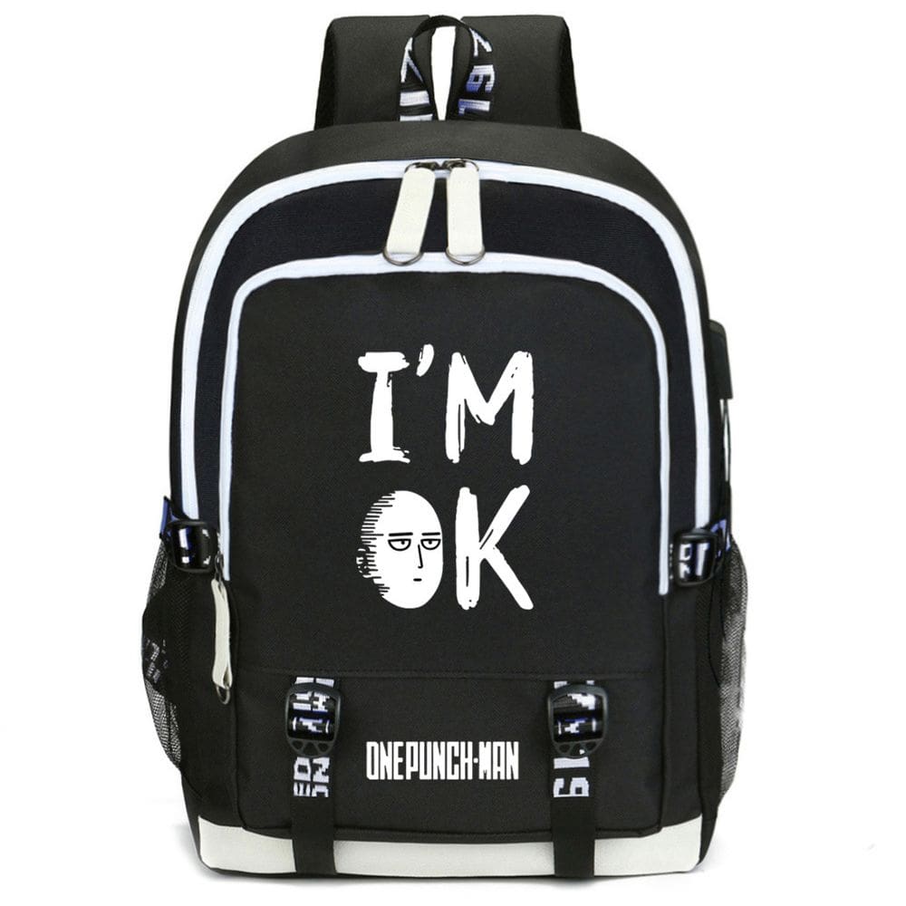 Mochila escolar infantil One Punch Man 30x15x44cm Oxford