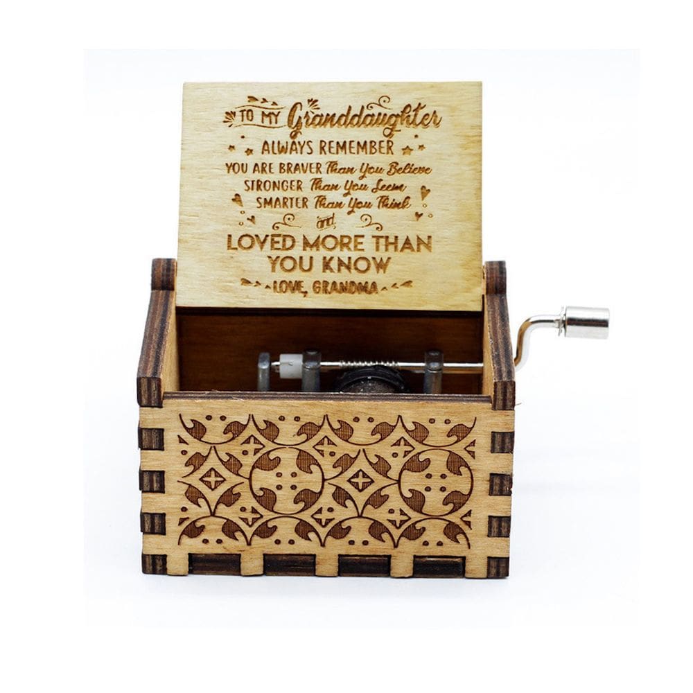 Caixa de música Gramma To My Grandaughter Love Wood 6,4 x 5,2 x 4,2 cm