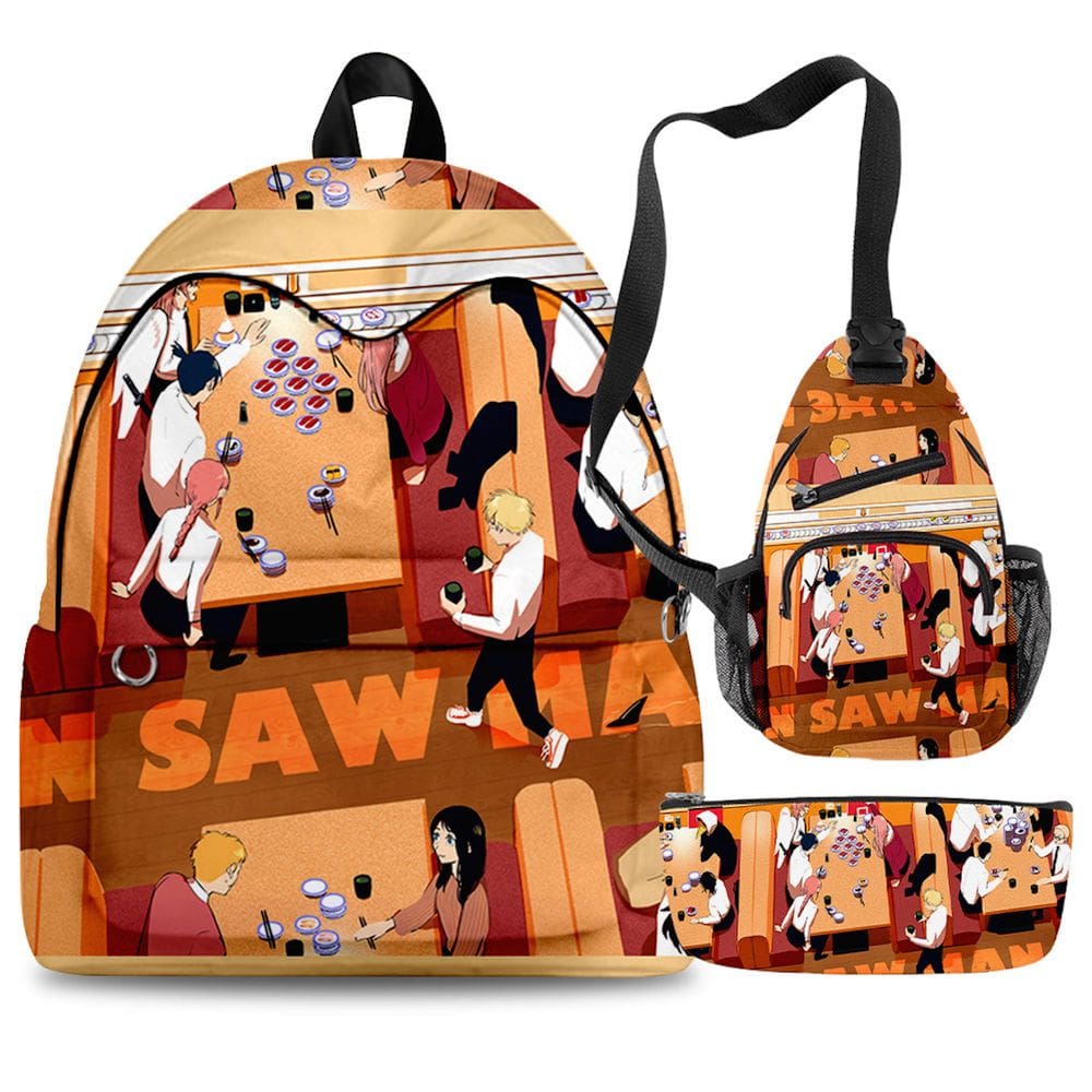 Conjunto de mochilas escolares Chainsaws Mans Denjis Makimas Cartoon