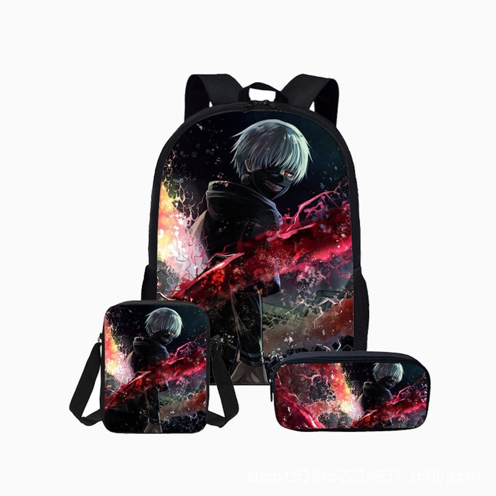 Conjunto de mochilas escolares Tokyos Ghouls Kanekis Kens para crianças