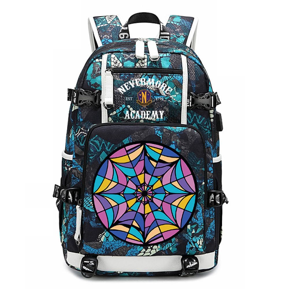 Mochila escolar Anime Children Wednesday colorida 35x20x47cm