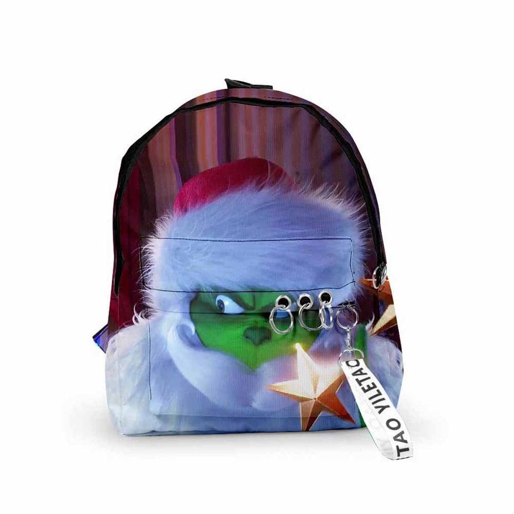 Mochila Grinch Christmas Cartoon Kids School 29x12x40cm