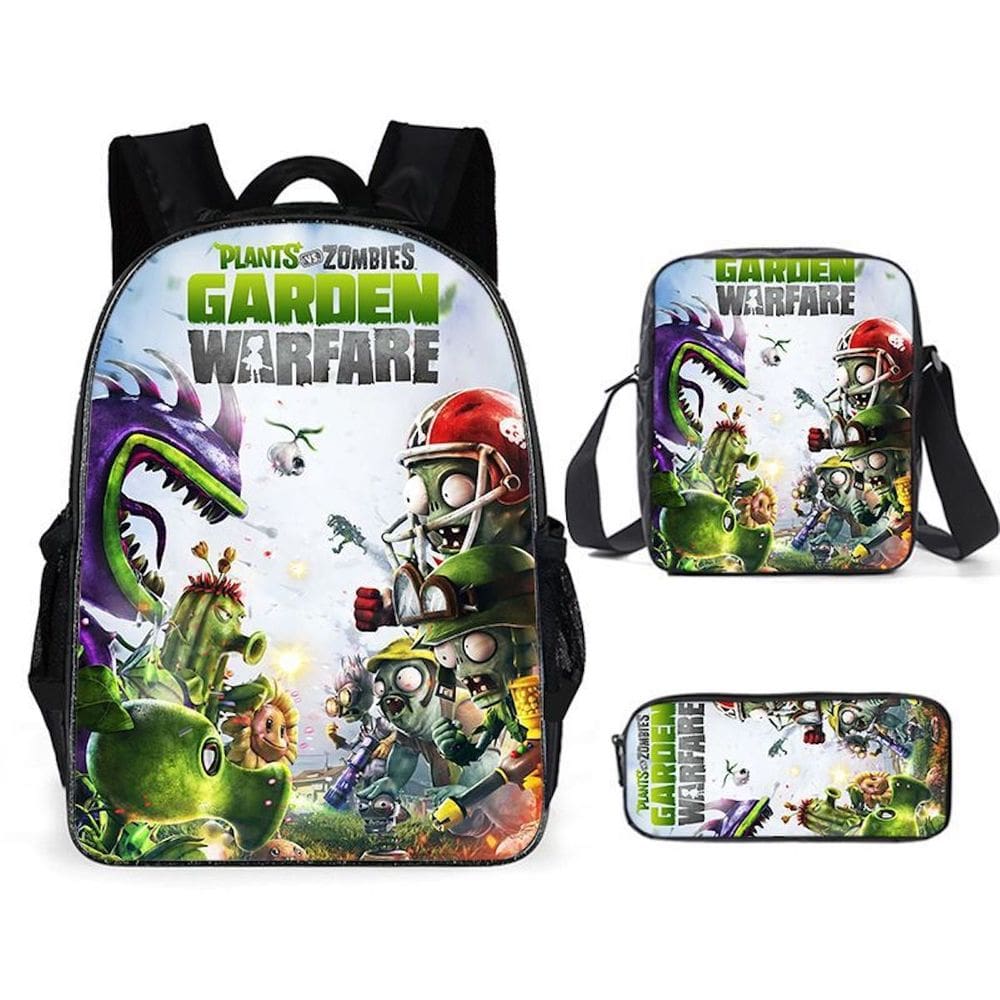 Conjunto de mochilas Plants Zombies Cartoon Kids School Nylon