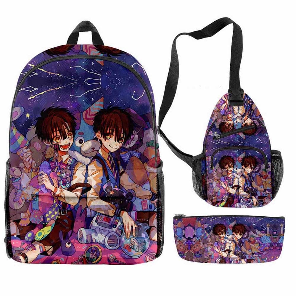 Conjunto de mochilas escolares Hanakoskun Cartoon, 3 peças de tecido Oxford