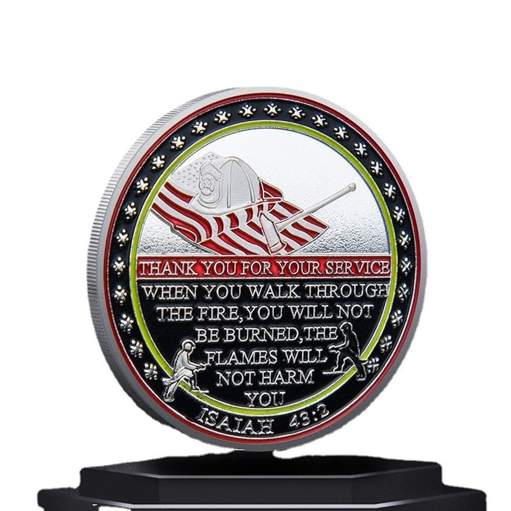 Emblema Coin U.S. Fire Ball Aid Heroic Firefighter Glory de 4 cm