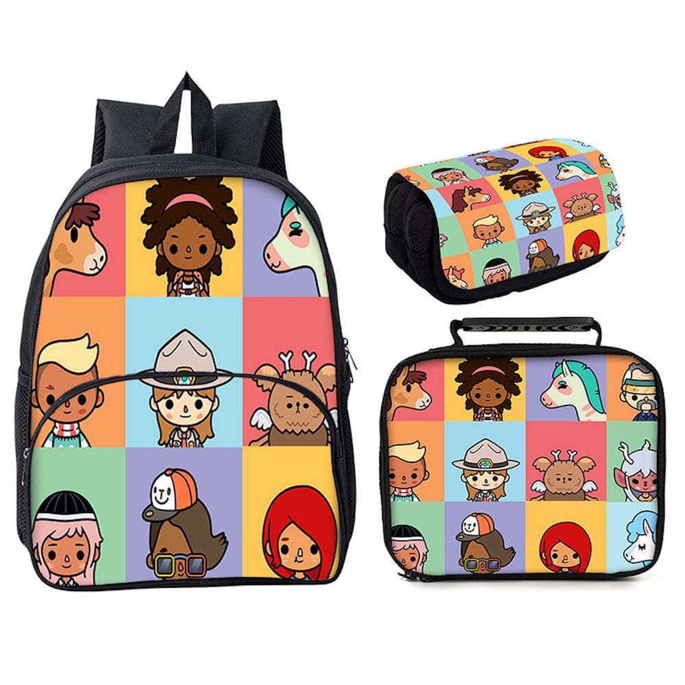 Conjunto de mochilas Tocas Life Worlds Anime, 3 unidades para crianças e escolas
