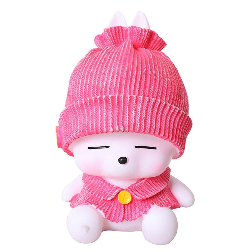 Resina Piggy Bank Pink Rabbit para crianças 16x15x24cm