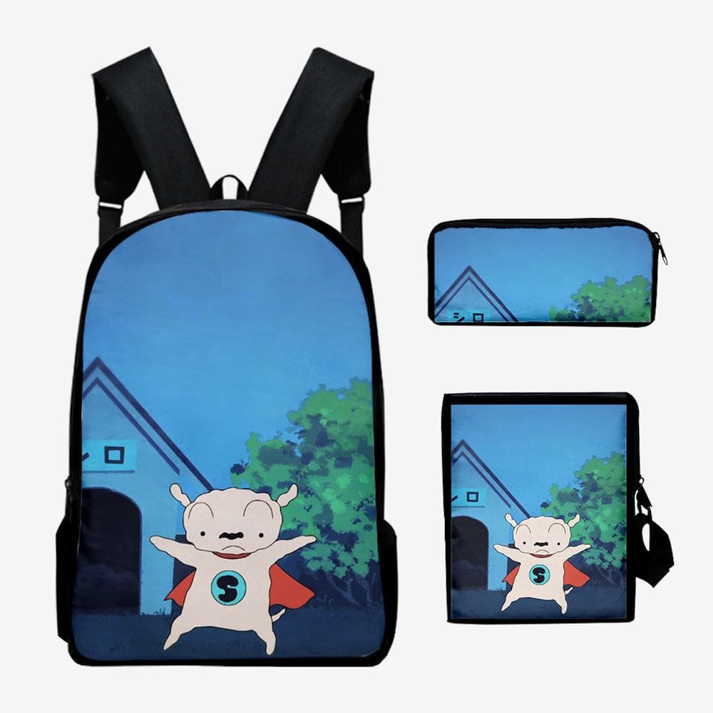 Conjunto de mochilas Little White Crayon Shinchans para crianças, 3 unidades
