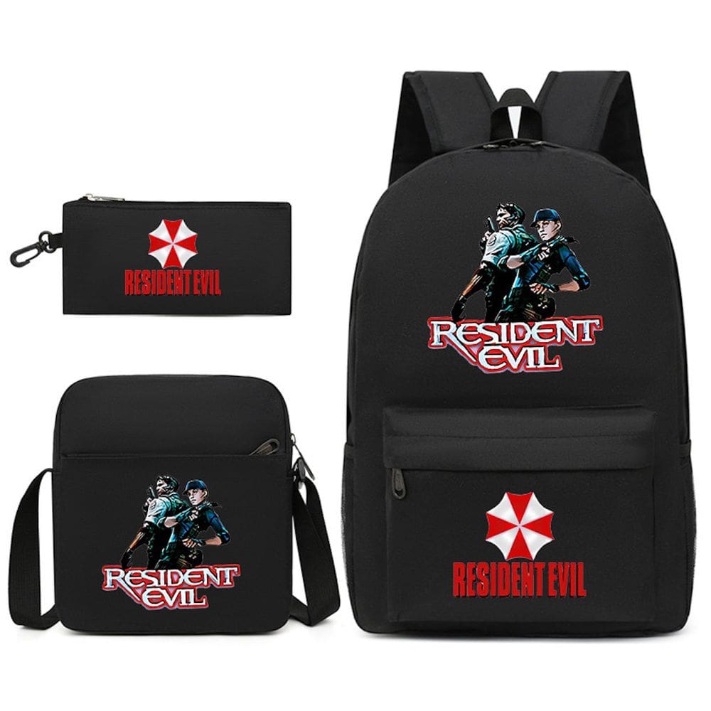 Conjunto de mochilas Resident Evil Cartoon Kids Nylon, 3 unidades