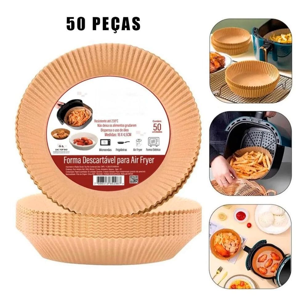 Forma Para Air Fryer Papel Descartável Sem Sujeira