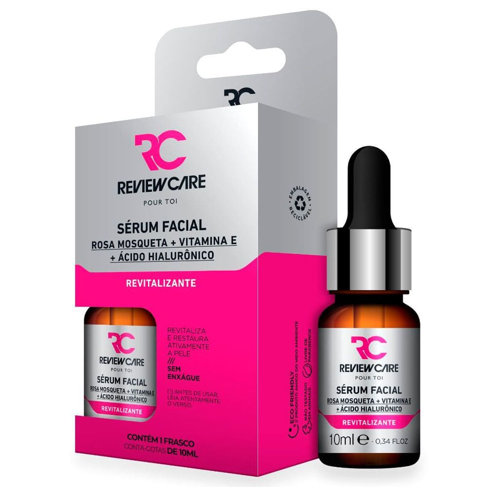 Sérum Facial Review Care Revitalizante Rosa Mosqueta Vitamina E e Acido Hialurônico 10ml