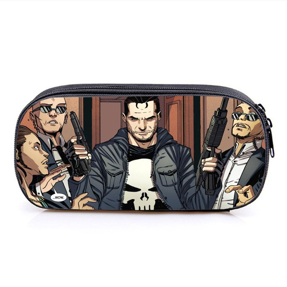 Estojo de lápis Punishers Bolsa de lápis de anime de dupla camada para desenhos animados