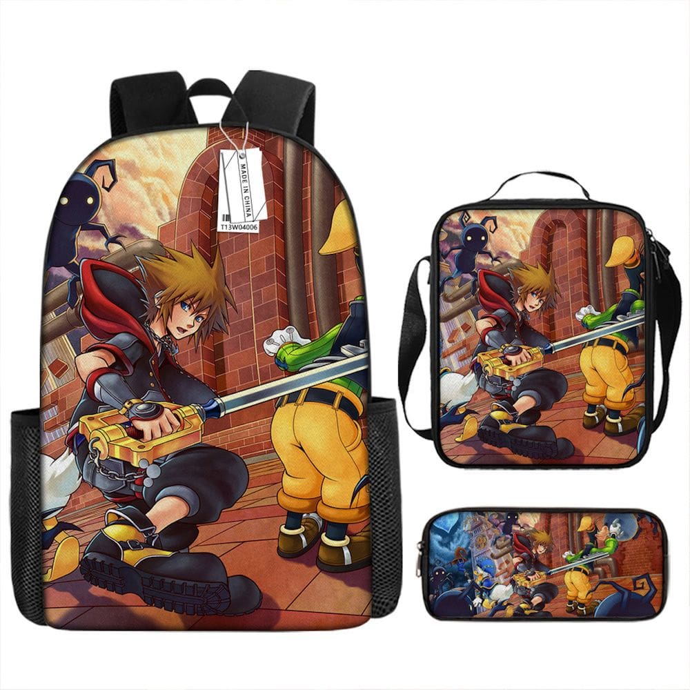 Conjunto de mochilas Kingdoms Hearts Cartoon Kids School, 3 unidades