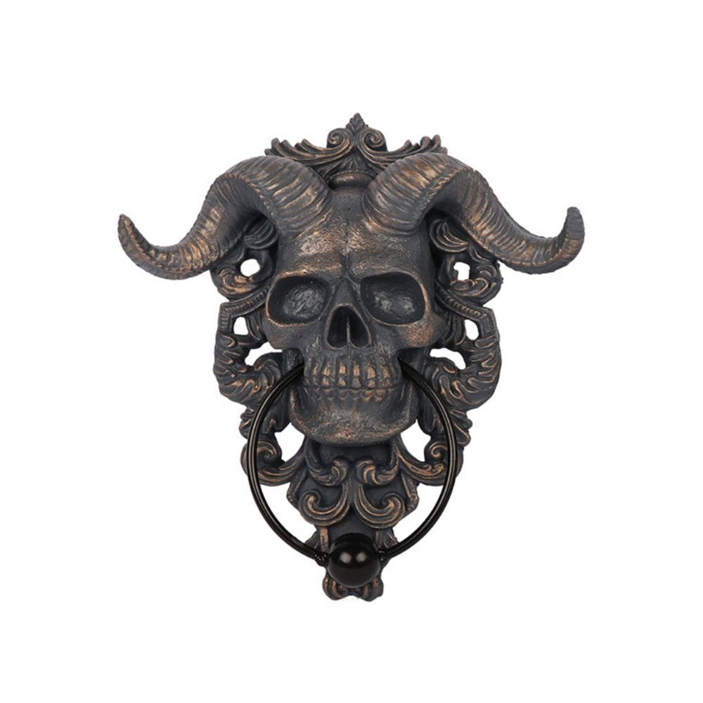 Estatueta, escultura, estátua, punk, satã, caveira, cabeça de ovelha