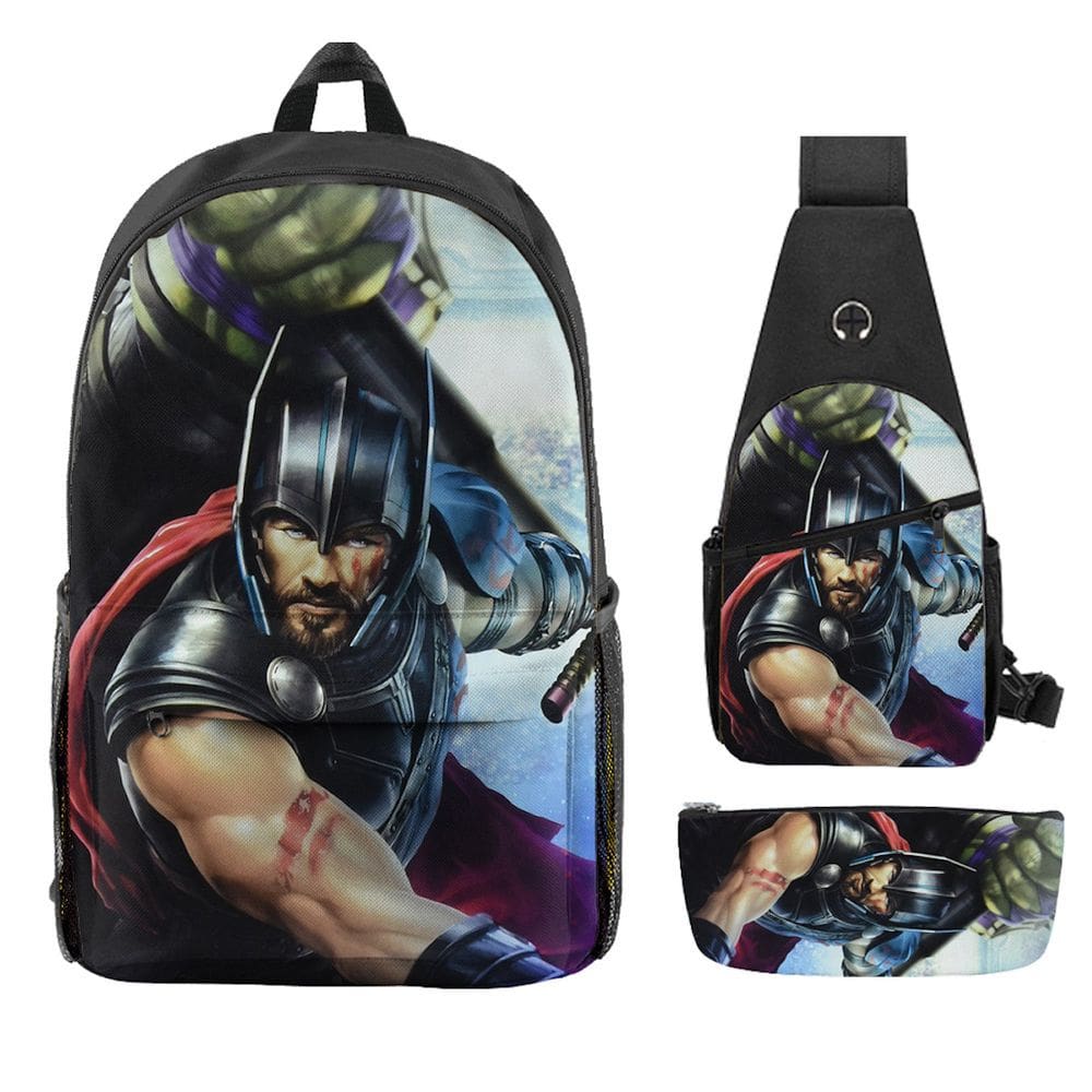 Conjunto de mochilas Thors Anime, 3 peças para mochila escolar infantil