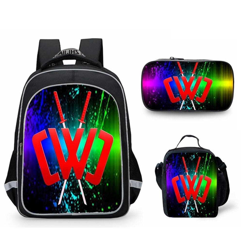 Conjunto de mochilas Prestonplayszs Anime School 3 unidades com Shoul