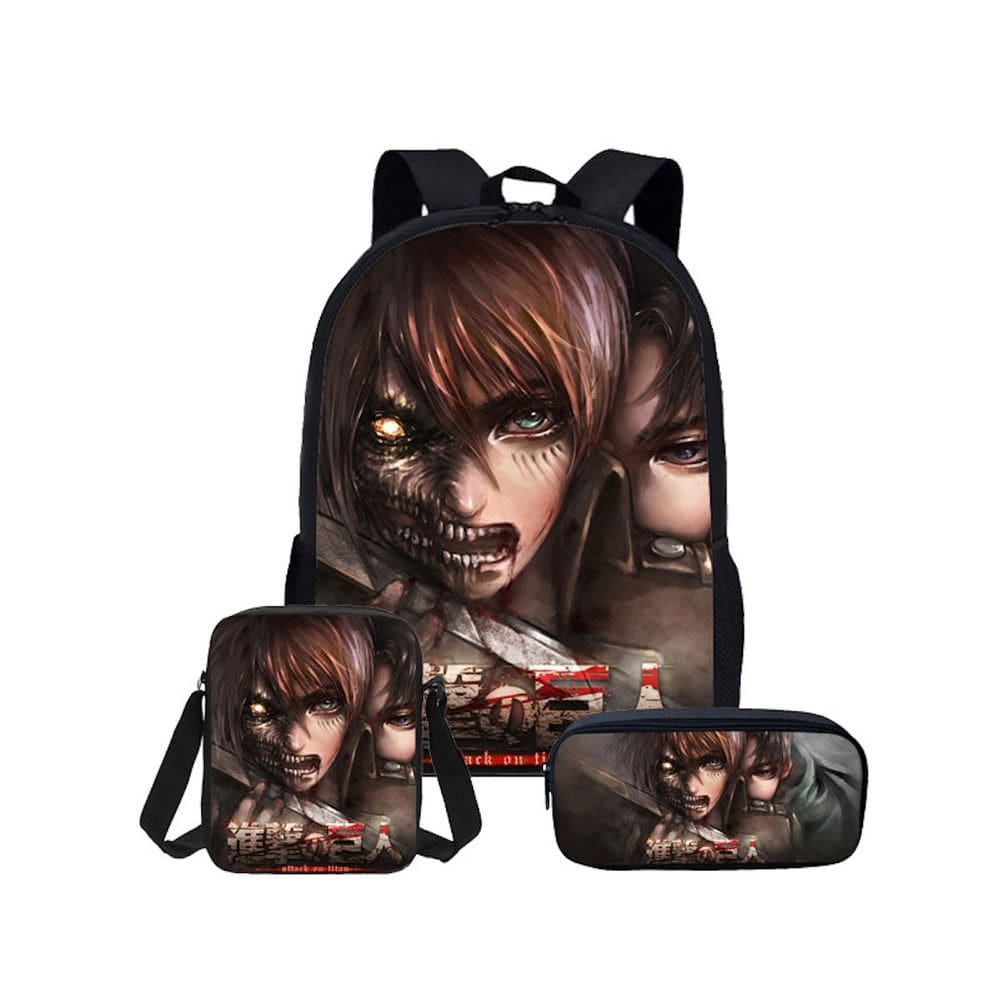 Conjunto de mochilas escolares Attacks Titans Levi, 3 unidades para crianças
