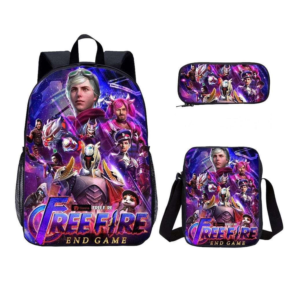Conjunto de mochilas Frees Fires School Bag Satchel Anime 3 unidades
