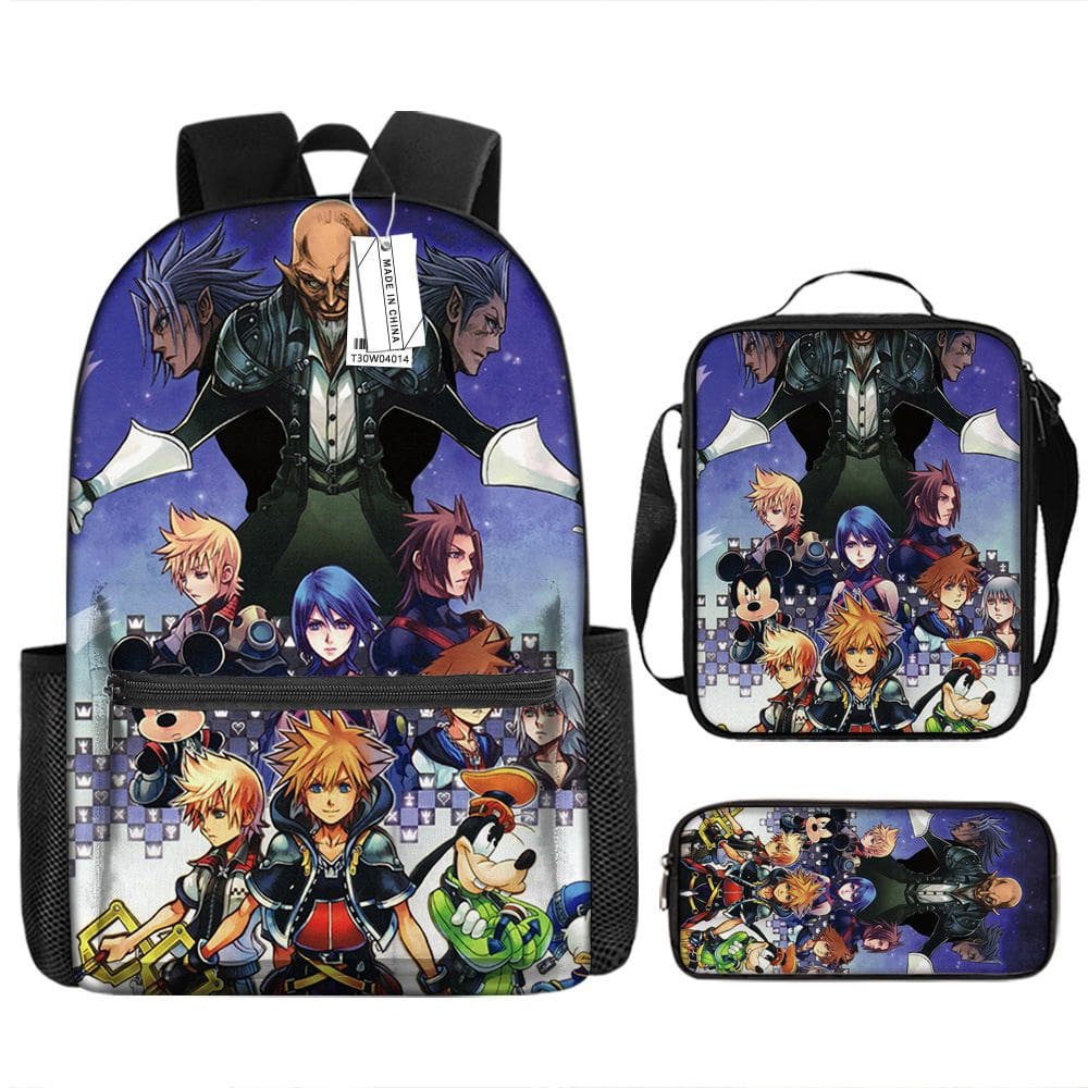 Conjunto de mochilas Kingdom Hearts Sora Anime School 3 unidades/lote