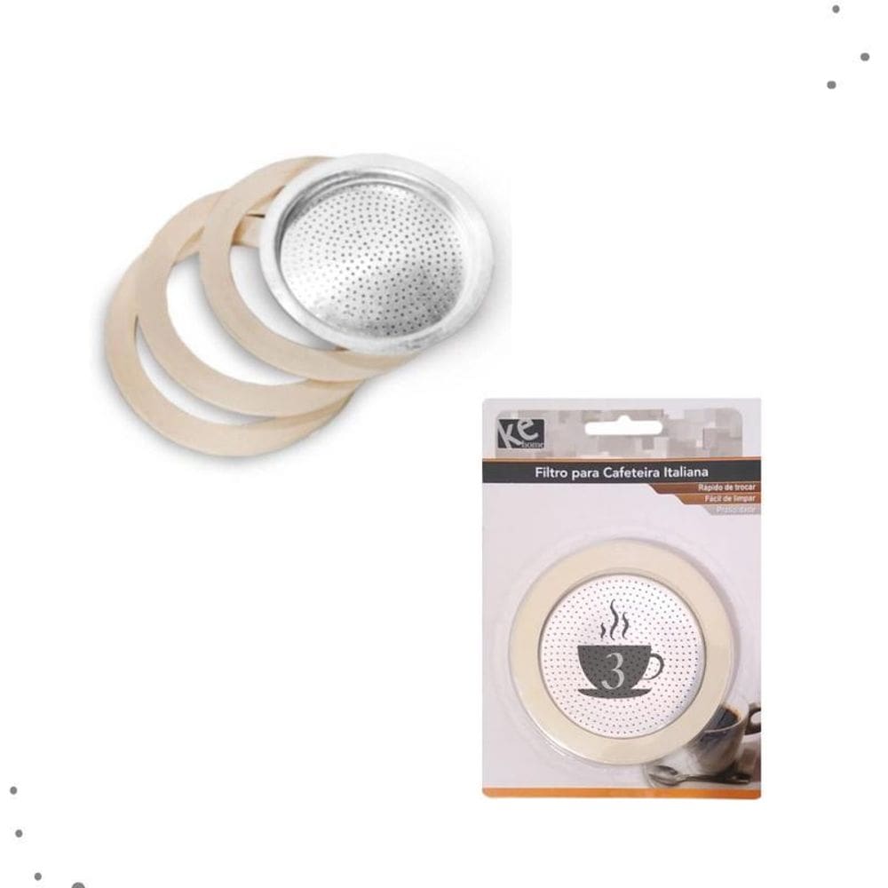 Filtro E Borrachas Cafeteira Italiana De Alumínio 3 Xícaras