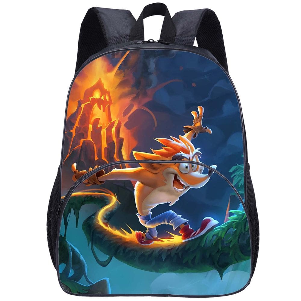 Mochila escolar de anime Crash Bandicoot para crianças