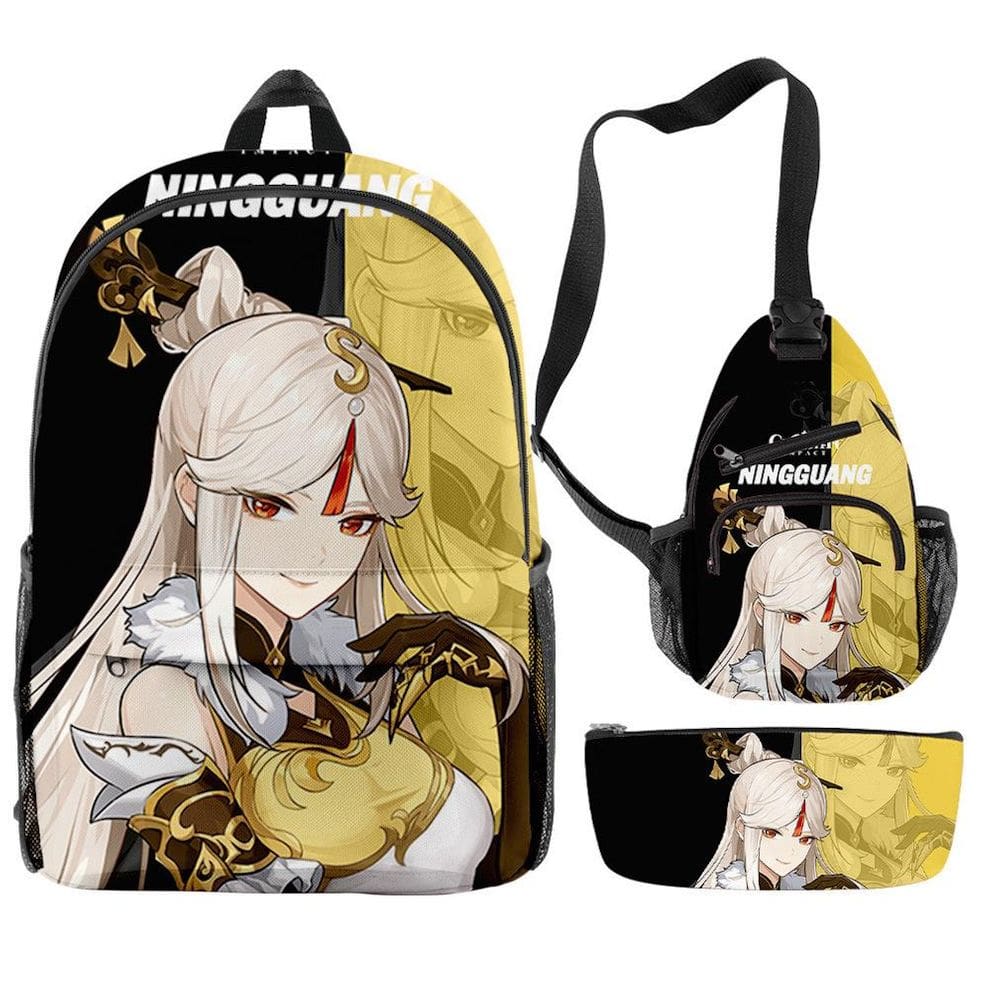 Conjunto de mochilas Genshins Impacts 3D Anime Casual para crianças