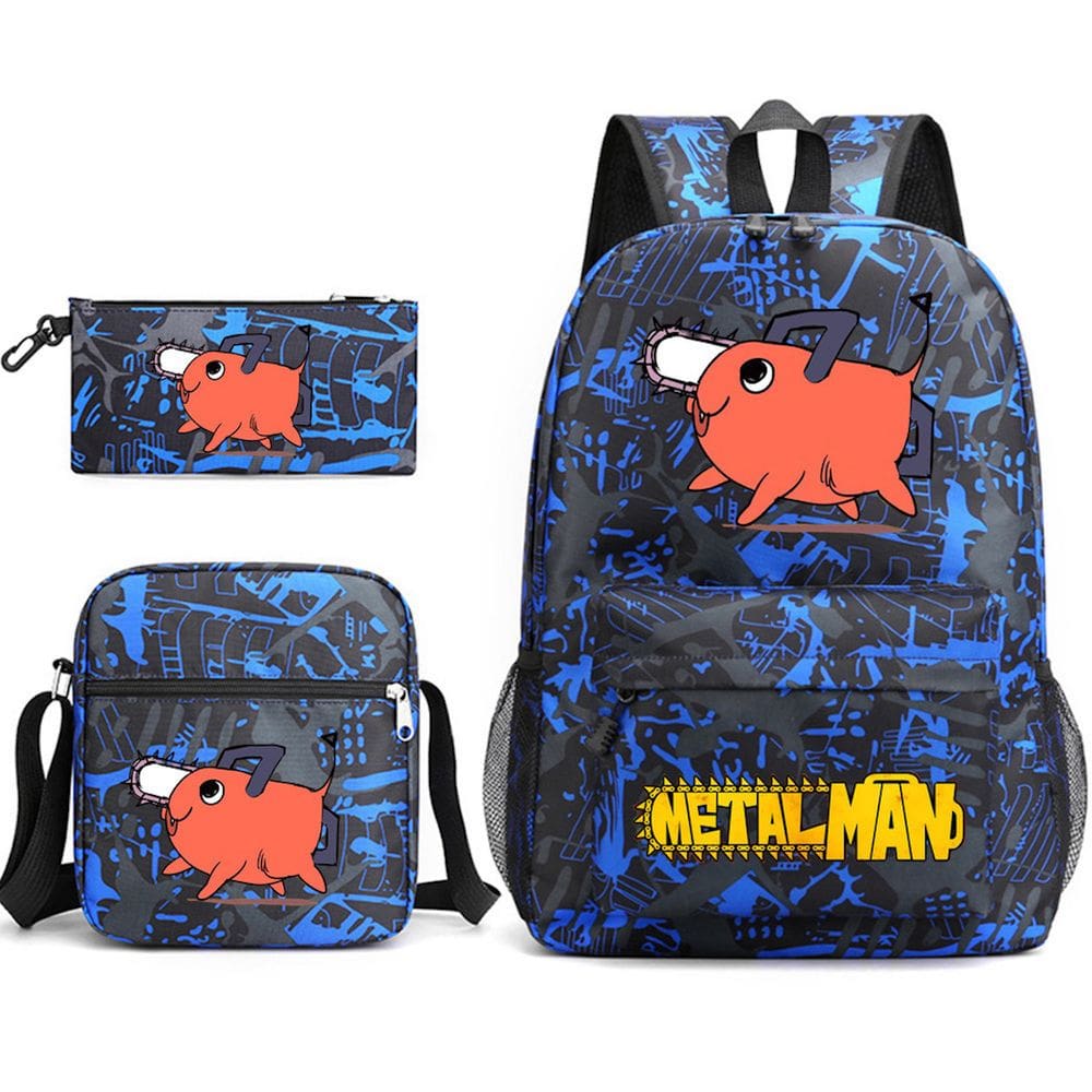 Conjunto de mochilas Chainsaws Mans Pochitas Cartoon Kids School