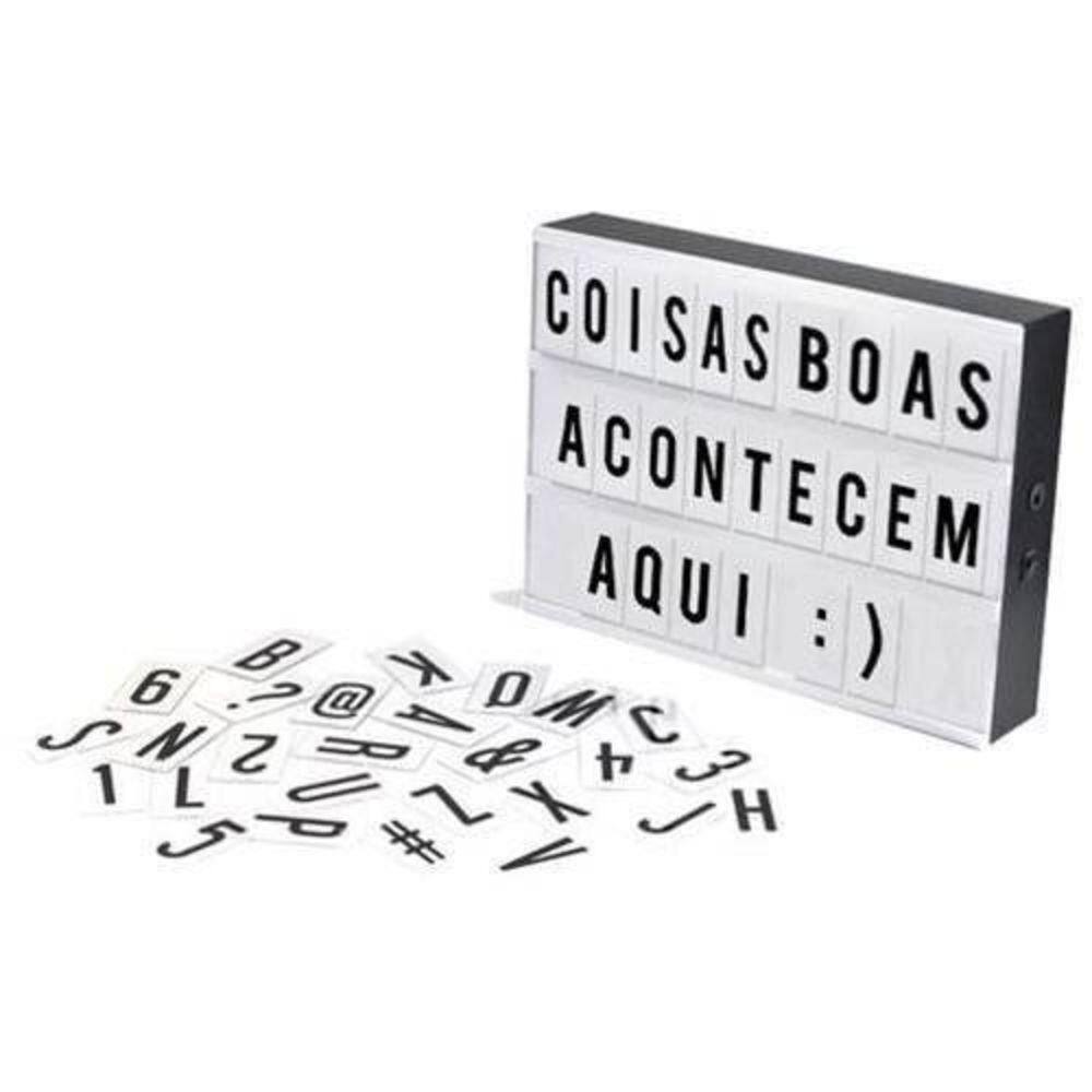 Lightbox Luminária Led Cinema + 96 Fichas Letras E Ícones