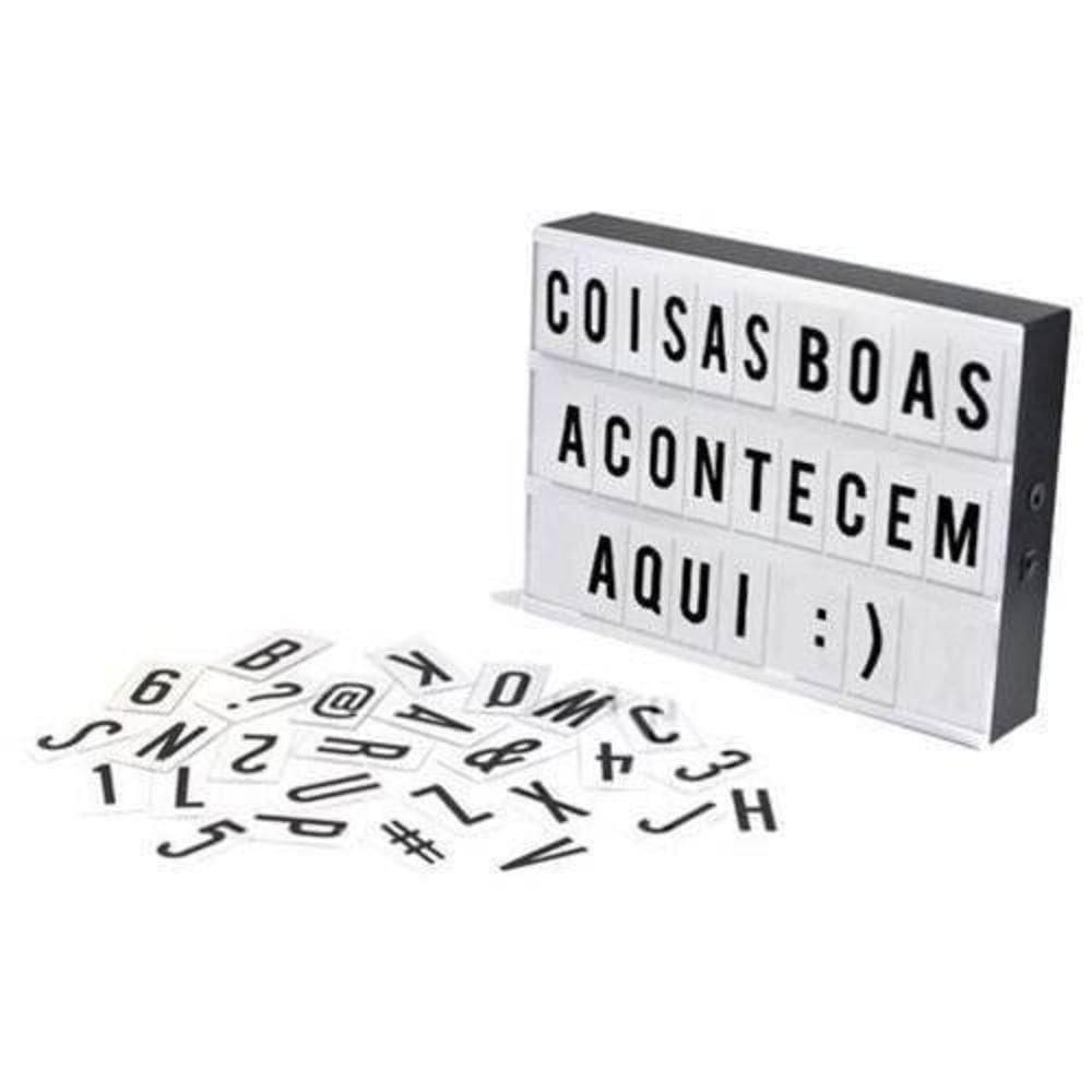 Lightbox Luminária Led Cinema + 96 Fichas Letras E Ícones