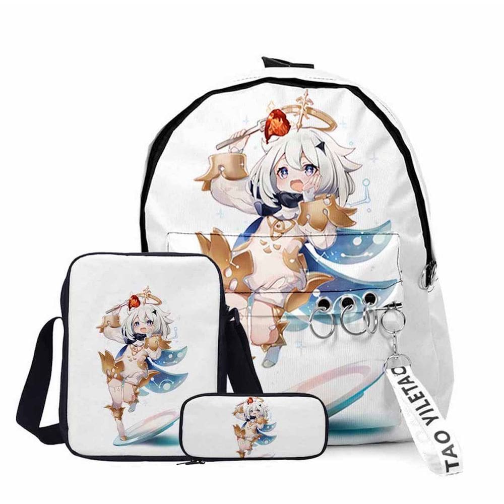 Conjunto de mochilas Genshins Impacts Paimons Cartoon Kids School