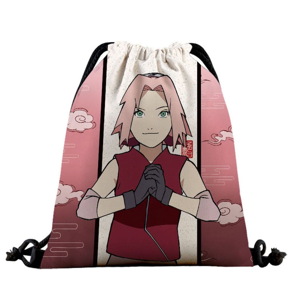 Mochila com cordão Haruno Sakura Anime para academia esportiva