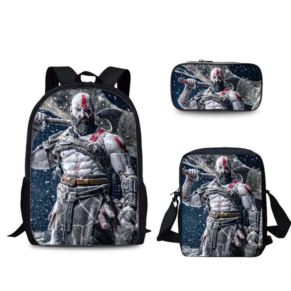 Conjunto de mochilas Gods Of Wars Kratos Cartoon Kids Nylon, 3 unidades