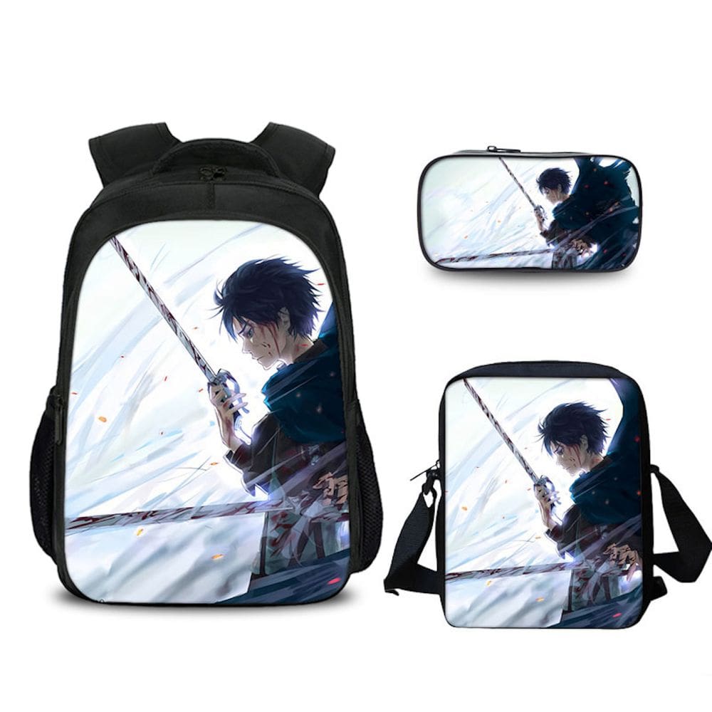 Conjunto de mochilas escolares Attacks Titans Levi, 3 unidades para crianças