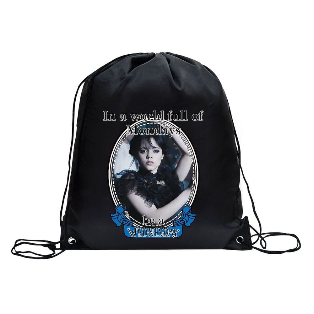 Mochila com cordão Wednesday Anime 34x42cm poliéster
