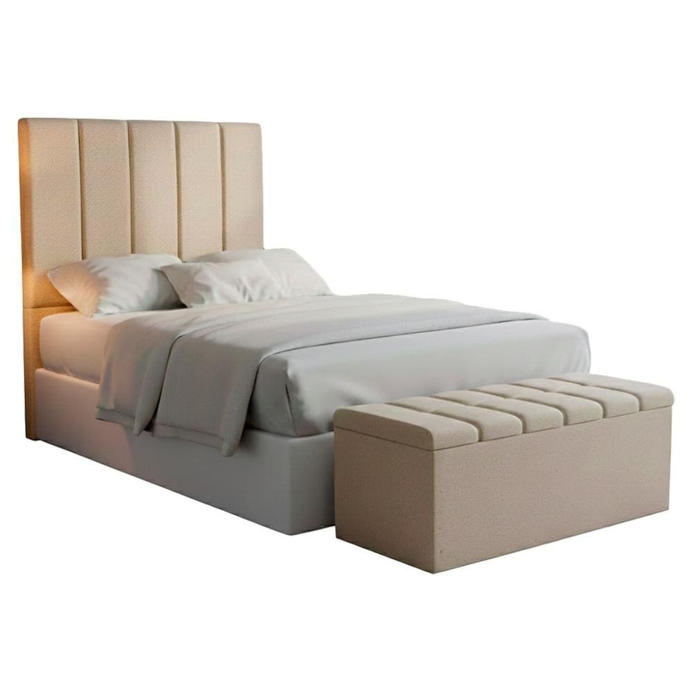 Cabeceira e Recamier Bau Solteiro 90 cm Dalia Linho Artte