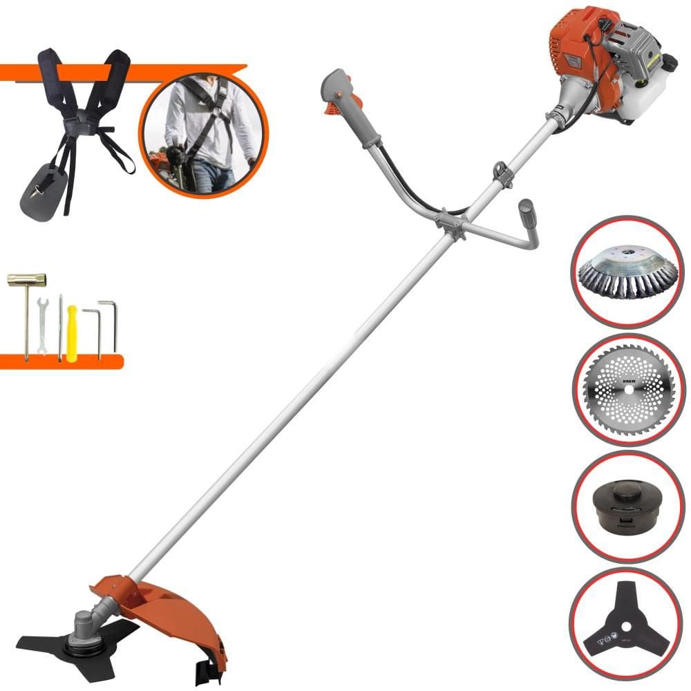 Roçadeira À Gasolina Tekna RL520AC-G2 52cc 2HP 13.000rpm Motor 2T Com Lâmina 3 Pontas + Lâmina 40 Dentes Vídea + Escova de Aço + Carretel de Nylon