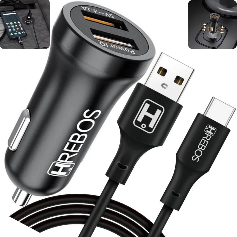 2X Carregador Veicular Turbo Tipo Usb C Para Motorola Samsun
