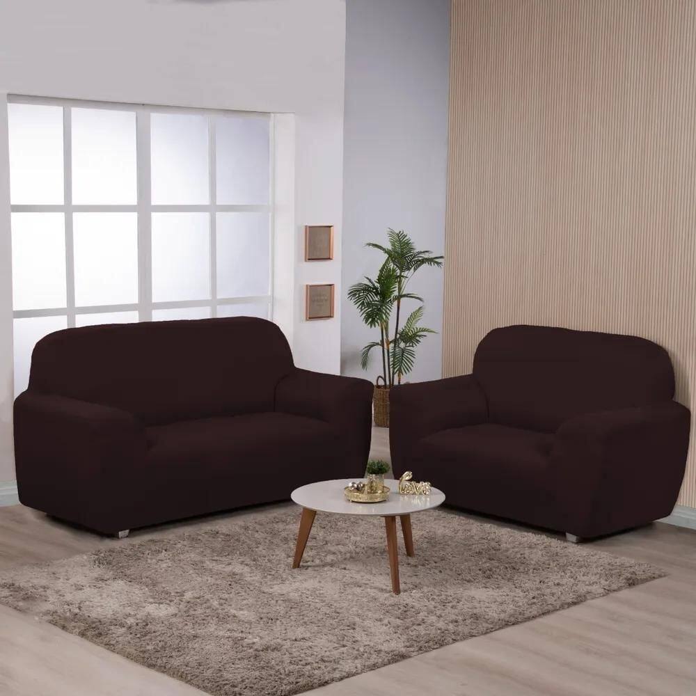 Ibitex Capa Para Sofá De 2 E 3 Lugares Marrom-Escuro
