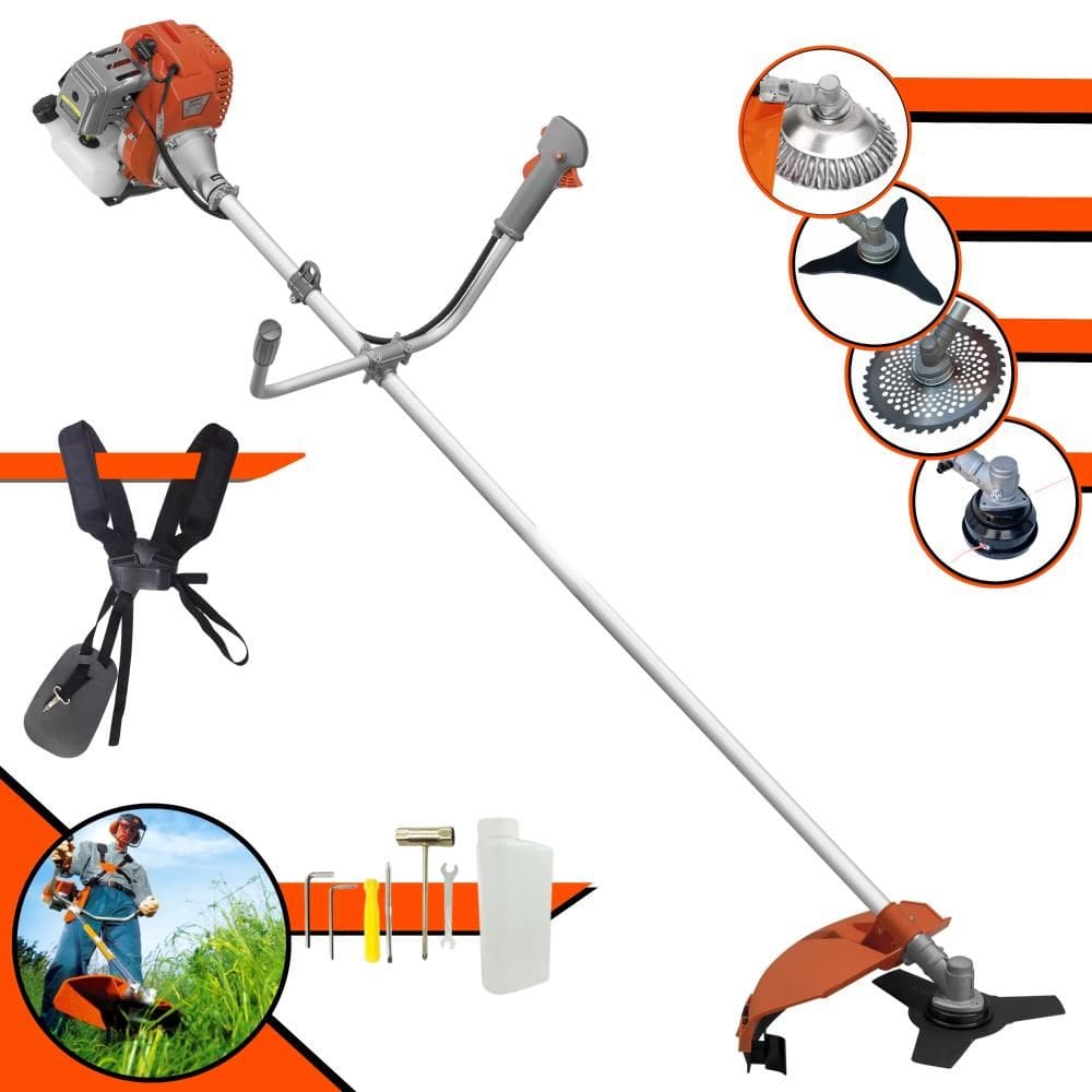 Roçadeira Aparador de Grama À Gasolina Tekna RL520ACG2 52cc 2HP 13.000rpm Com Carretel e Faca 3 Pontas + Faca 40 Dentes + Escova Circular de Aço