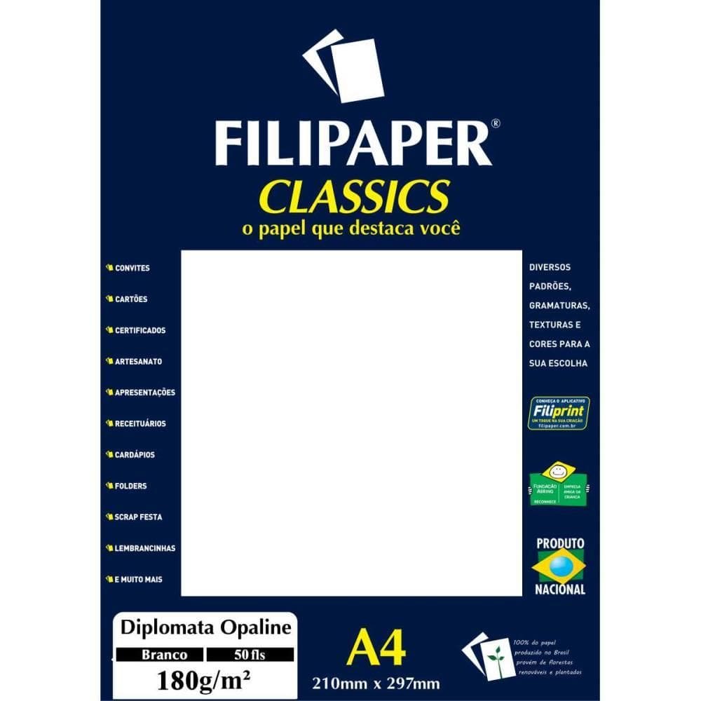 Papel A4 Diplomata Branco Opaline 180g. 50fls - Filiperson