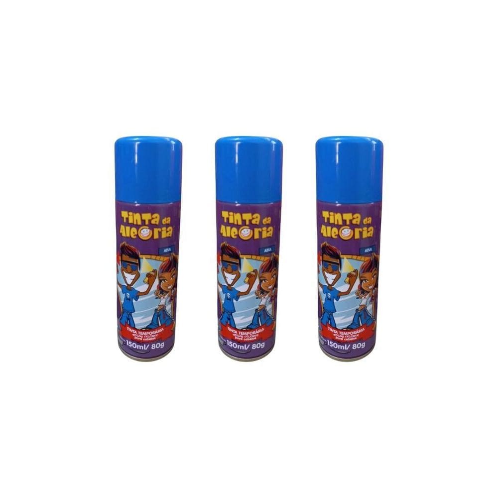 Tinta Spray Da Alegria 150Ml Azul-Kit C/3Un